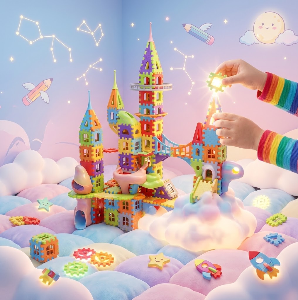Educational Plastic Puzzle Blocks for Toddlers Age 3+ - Creative Brain Development Toys & Travel Games