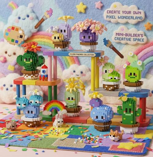 Cactus Series Micro Particle Building Blocks - Multicolor DIY Mini Bricks Set for Plant Lovers & Creative Play
