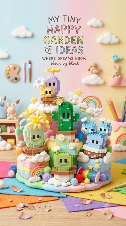 Cactus Series Micro Particle Building Blocks - Multicolor DIY Mini Bricks Set for Plant Lovers & Creative Play
