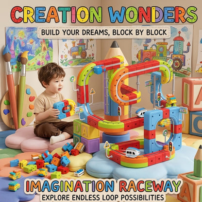 DIY Levitating Magnetic Track Car Set - 3D Interlocking Construction Toys & Interactive Racing Track for Kids