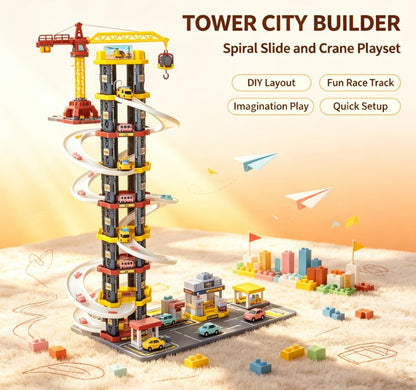 Multi-Layer Engineering Truck & Racing Track Puzzle Set - DIY Construction Speedway for Kids
